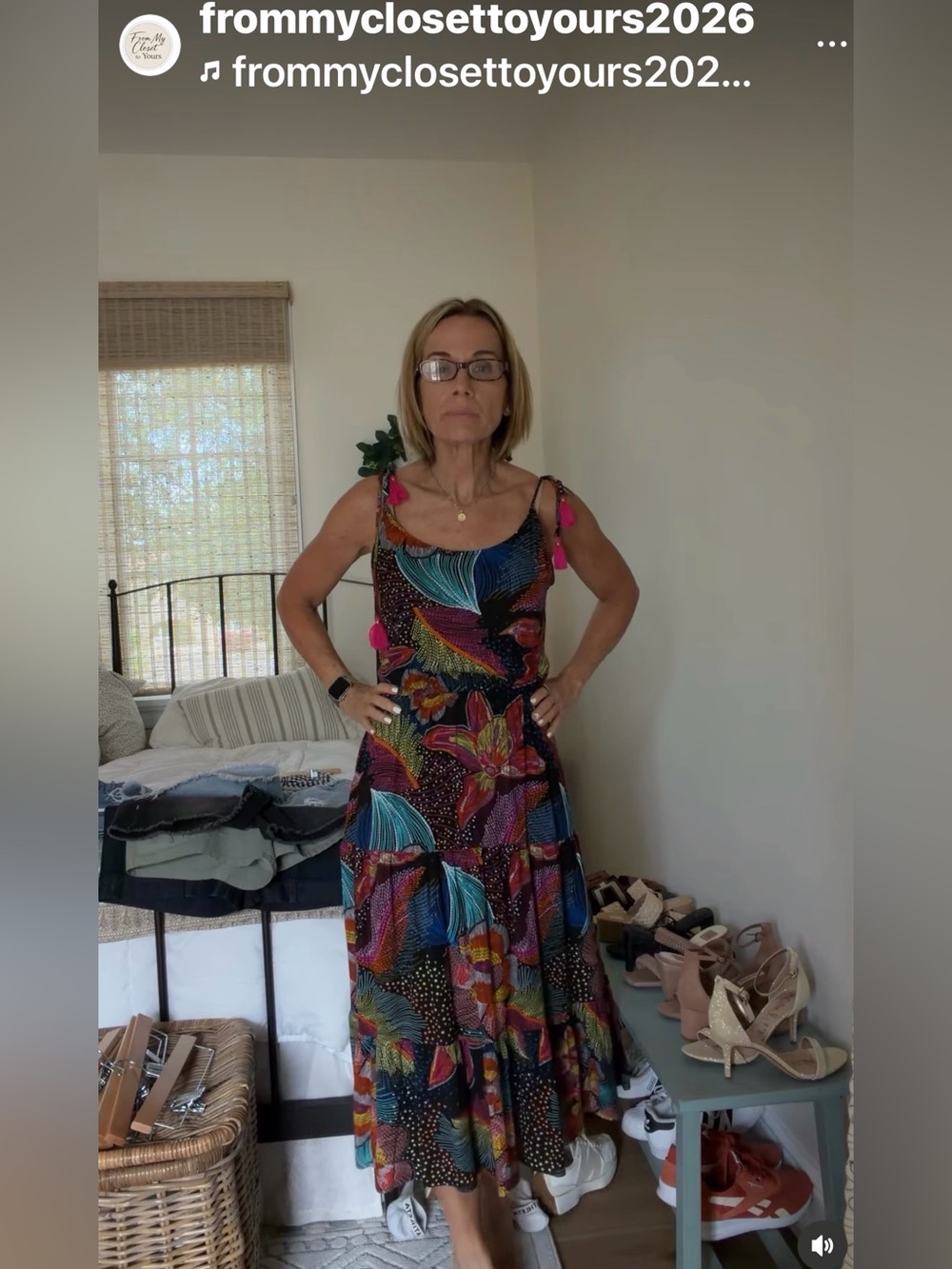 La Blanca Colorful Tropical Print Maxi Dress with Pink Tassels. Firm on price.